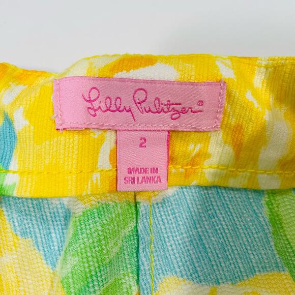 Lilly Pulitzer Yellow and Green Floral High Waist Shorts - Picture 8 of 8